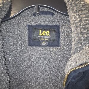 Lee Gray Sherpa Fleece Zip Jacket with Navy Trim